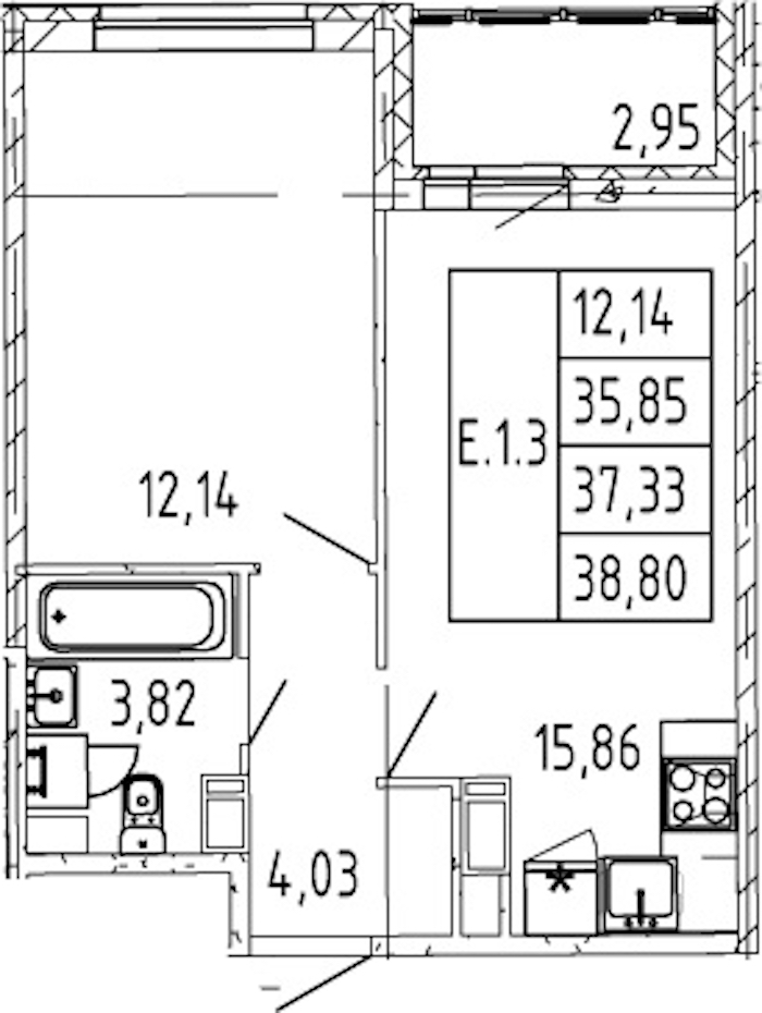 1-комнатная квартира 35.85 м², 2/12 эт., ЖК «Полис ЛАВрики»